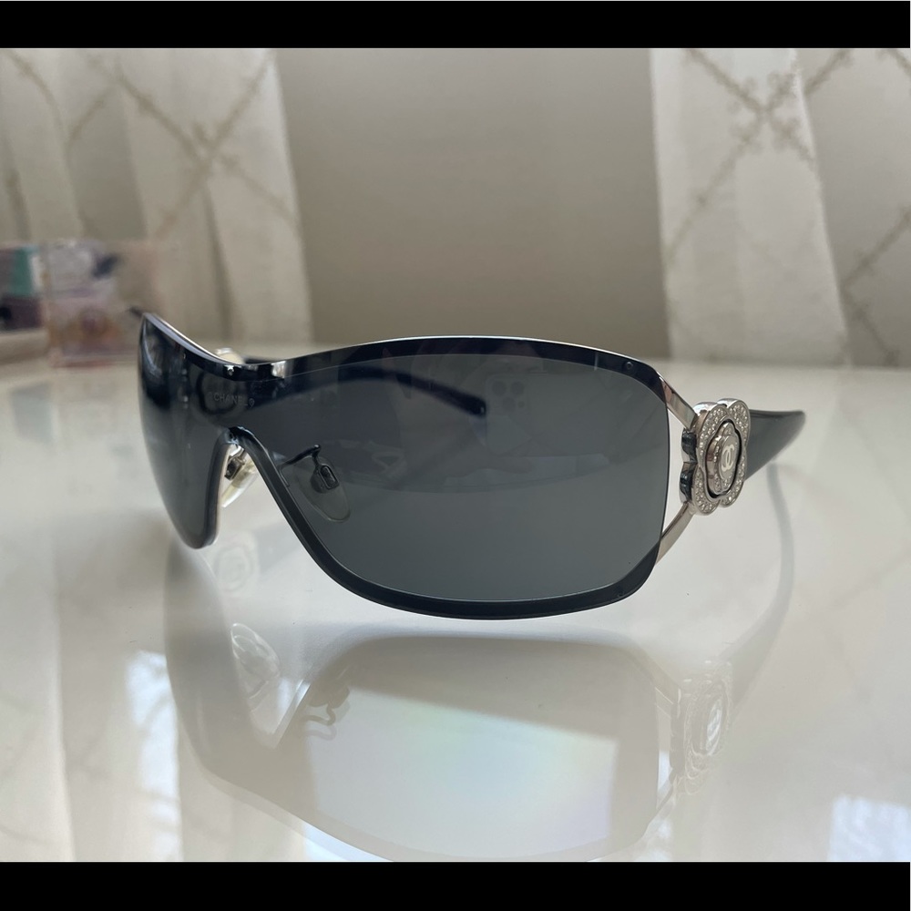 Chanel Swarovski crystal camelia CC sunglasses